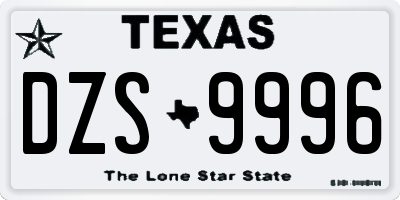 TX license plate DZS9996