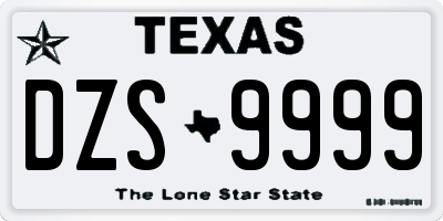 TX license plate DZS9999