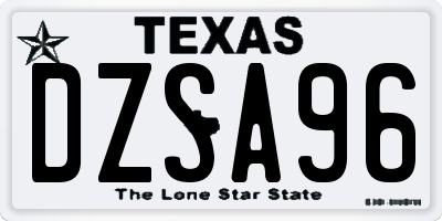 TX license plate DZSA96