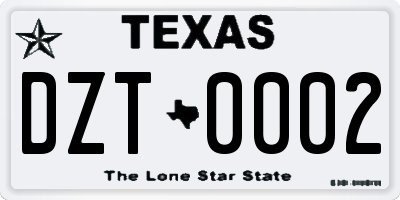 TX license plate DZT0002