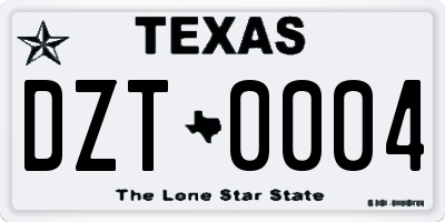 TX license plate DZT0004