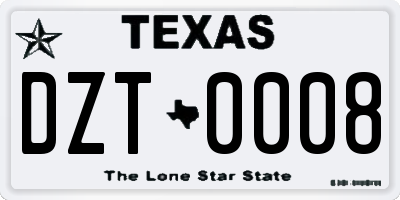 TX license plate DZT0008