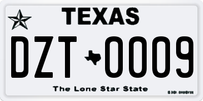 TX license plate DZT0009