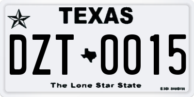 TX license plate DZT0015