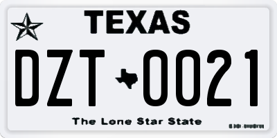TX license plate DZT0021