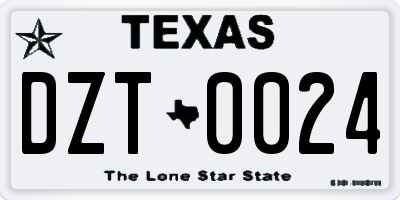 TX license plate DZT0024