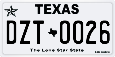 TX license plate DZT0026