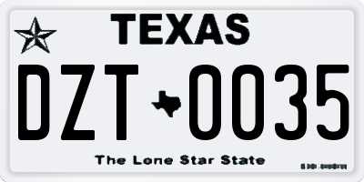 TX license plate DZT0035