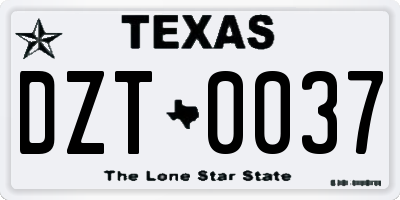 TX license plate DZT0037