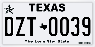TX license plate DZT0039