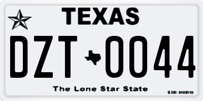 TX license plate DZT0044