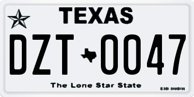TX license plate DZT0047
