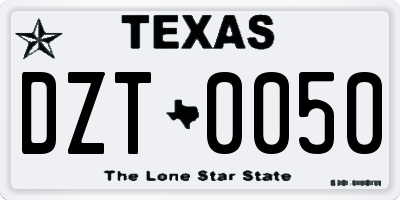 TX license plate DZT0050