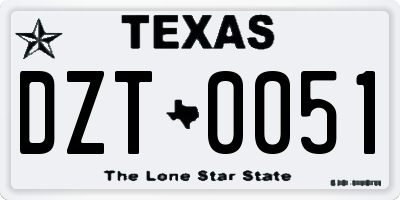 TX license plate DZT0051