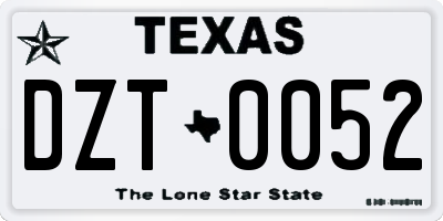 TX license plate DZT0052