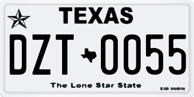 TX license plate DZT0055