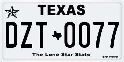 TX license plate DZT0077