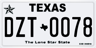 TX license plate DZT0078