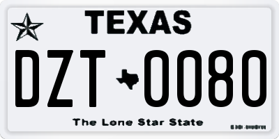 TX license plate DZT0080