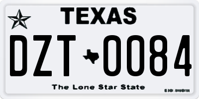 TX license plate DZT0084