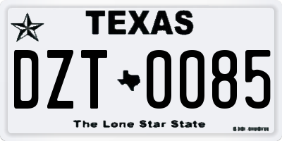 TX license plate DZT0085