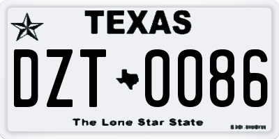 TX license plate DZT0086