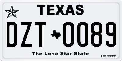 TX license plate DZT0089