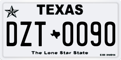 TX license plate DZT0090
