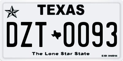 TX license plate DZT0093
