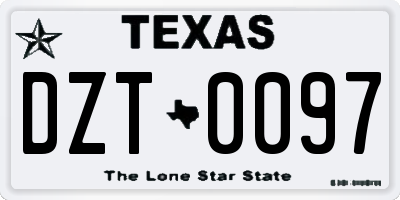 TX license plate DZT0097