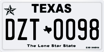 TX license plate DZT0098