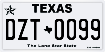 TX license plate DZT0099