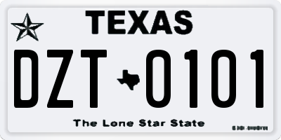 TX license plate DZT0101