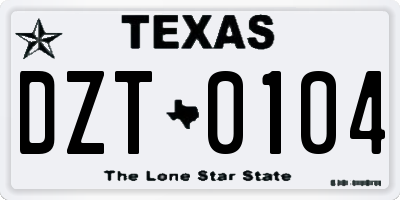 TX license plate DZT0104