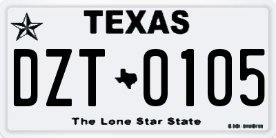TX license plate DZT0105