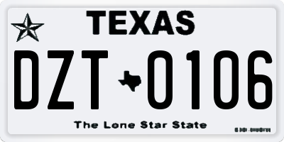 TX license plate DZT0106