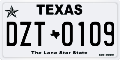 TX license plate DZT0109