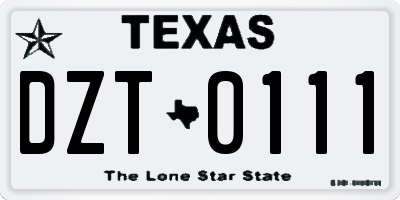TX license plate DZT0111