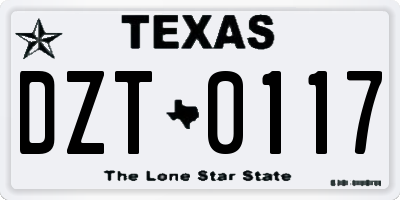 TX license plate DZT0117