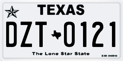 TX license plate DZT0121