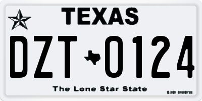 TX license plate DZT0124