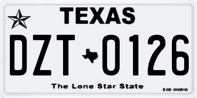 TX license plate DZT0126