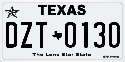 TX license plate DZT0130
