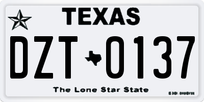 TX license plate DZT0137