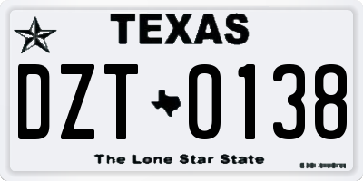 TX license plate DZT0138
