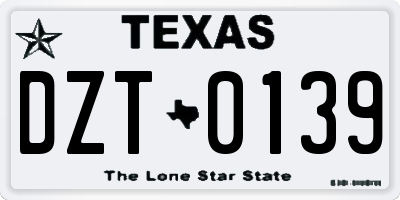 TX license plate DZT0139