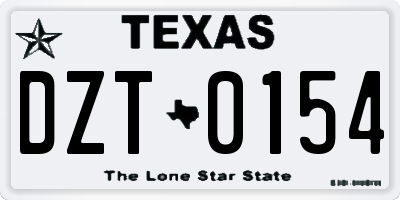 TX license plate DZT0154