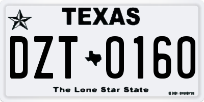 TX license plate DZT0160