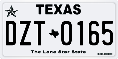 TX license plate DZT0165