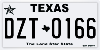 TX license plate DZT0166